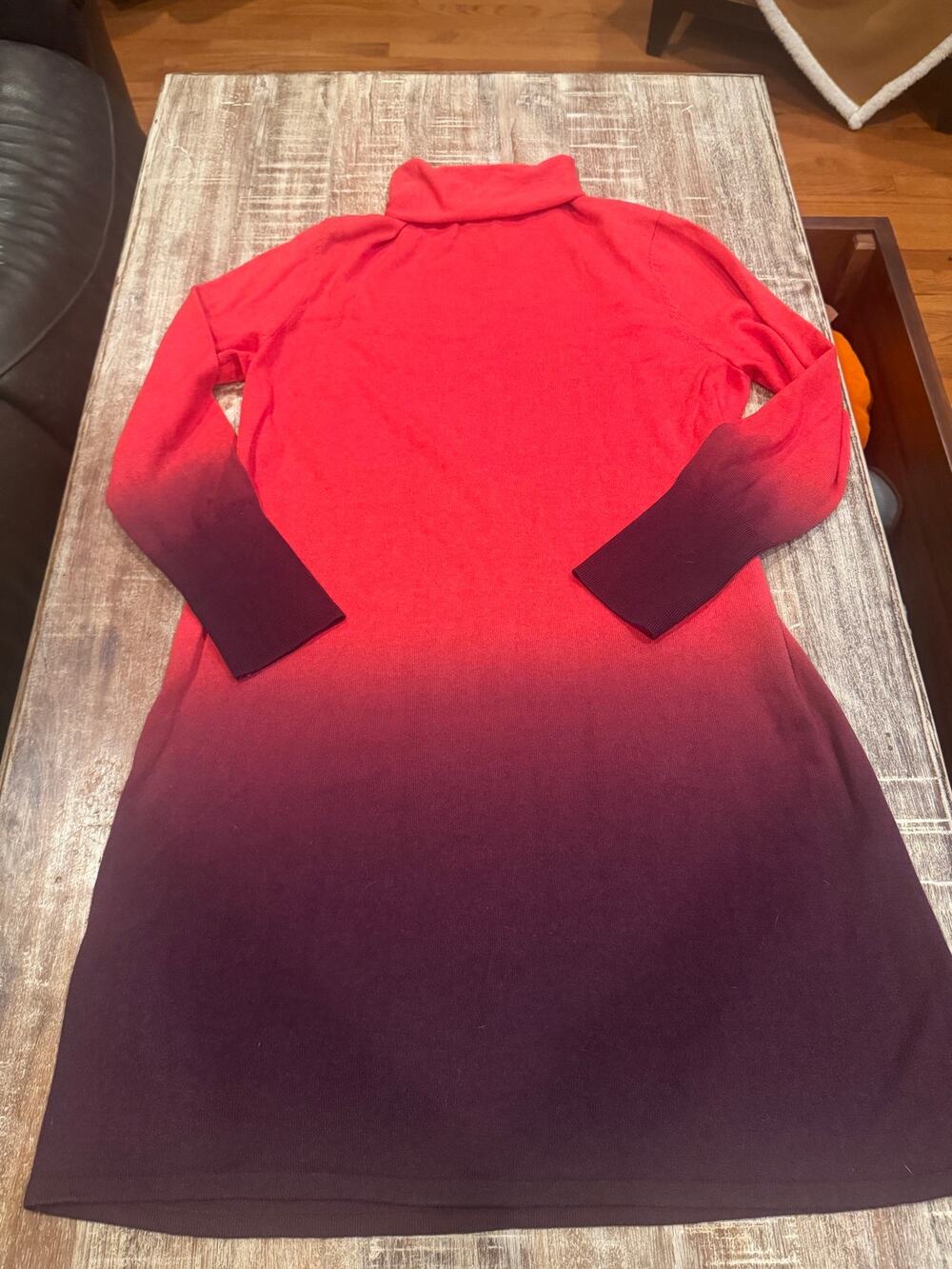 NIC+Zoe Ombré Vital Turtleneck Sweater Dress Red Purple L
